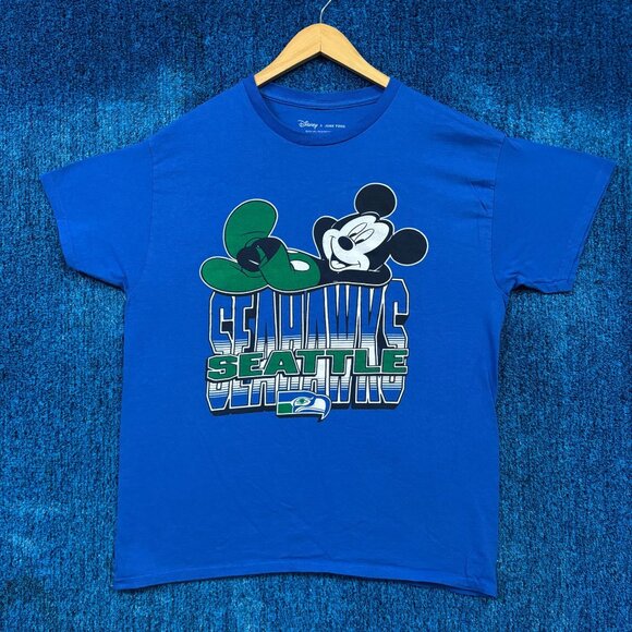 Disney x NFL Seattle Seahawks NFL Football blue T-Shirt Size Medium - Picture 1 of 4